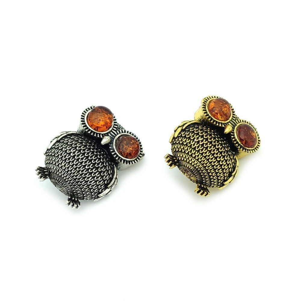 Брошь "Совиш" янтарь