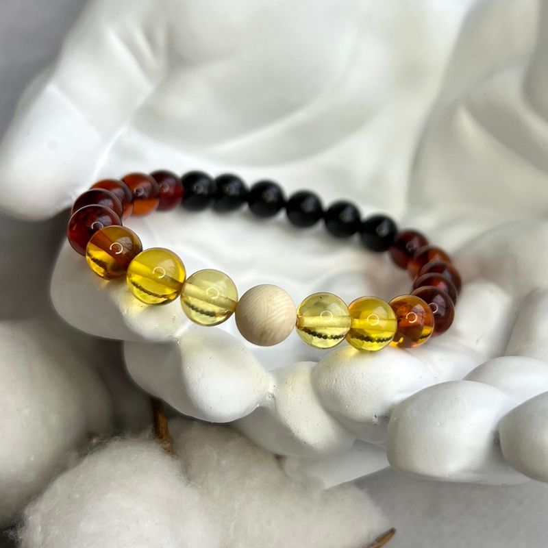 Браслет "Шар" янтарь, мамонт