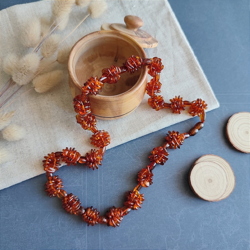 Бусы "Шишечки" янтарь