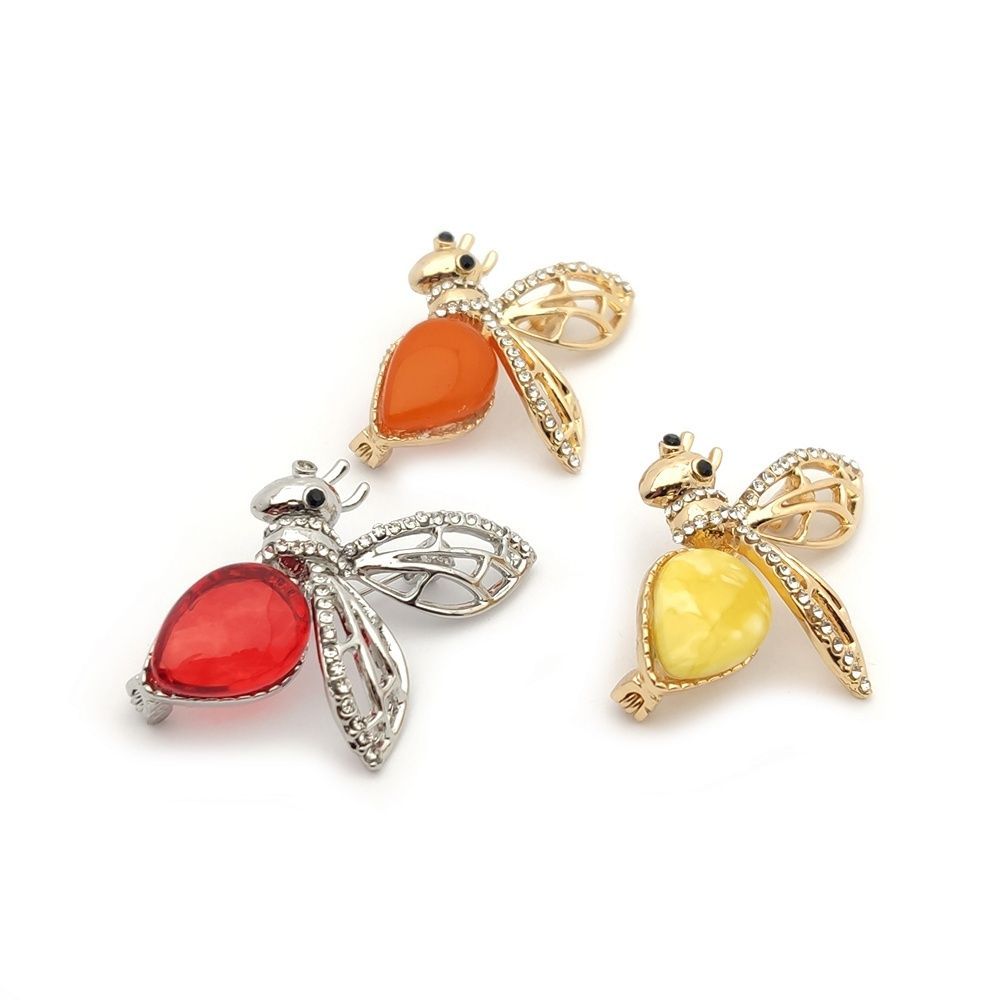 Брошь "Пчела Б" янтарь