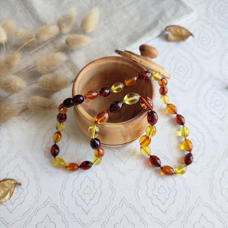 Бусы "Оливка" из янтаря