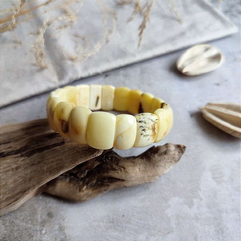 Браслет "Пластина", янтарь