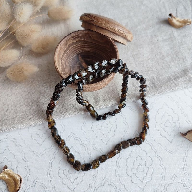 Бусы "Змейка" из янтаря