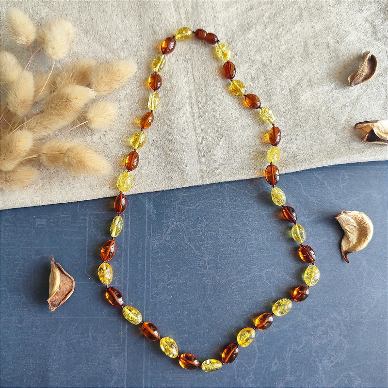 Бусы "Слива" из янтаря