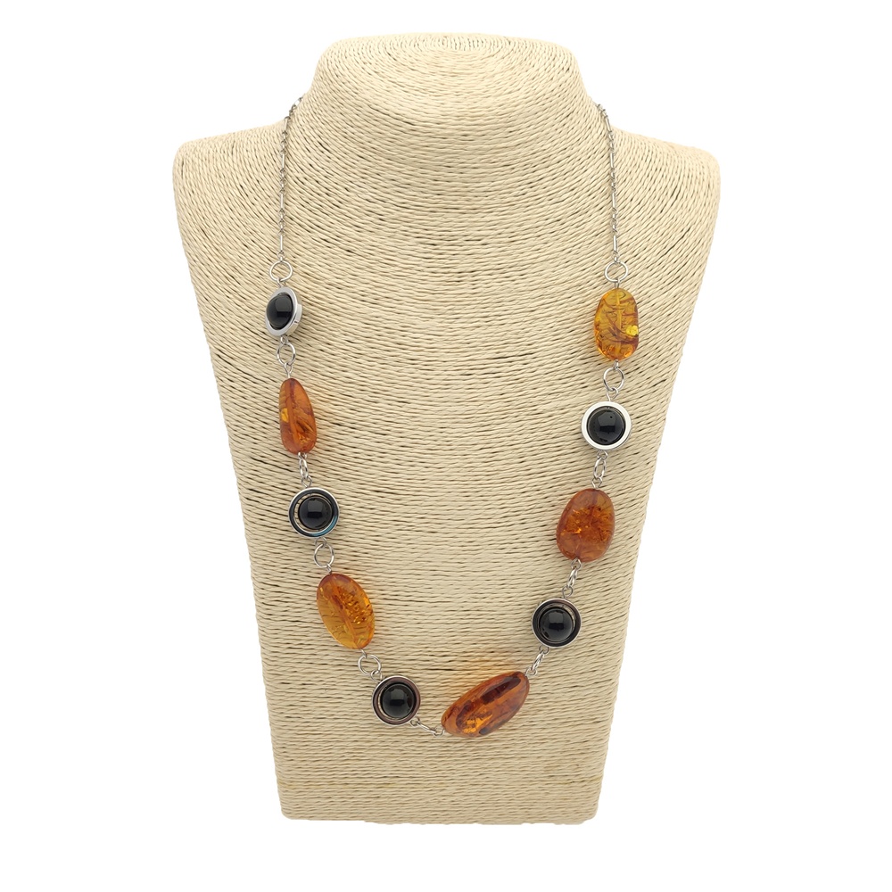 Бусы "Осенний лес" Янтарь