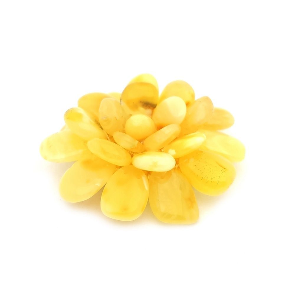 Брошь "Хризантема" Янтарь