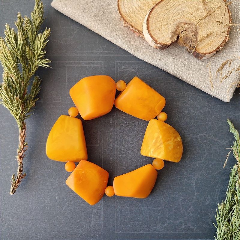 Браслет "Граненка" янтарь