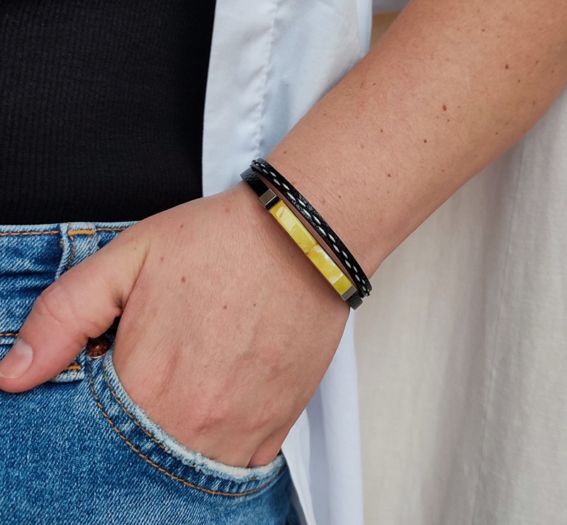 Браслет на кож.ремешке, янтарь 3301419862 (3)