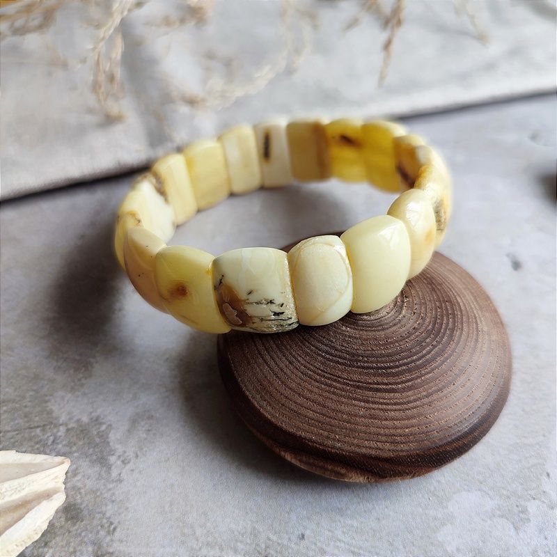 Браслет "Пластина", янтарь