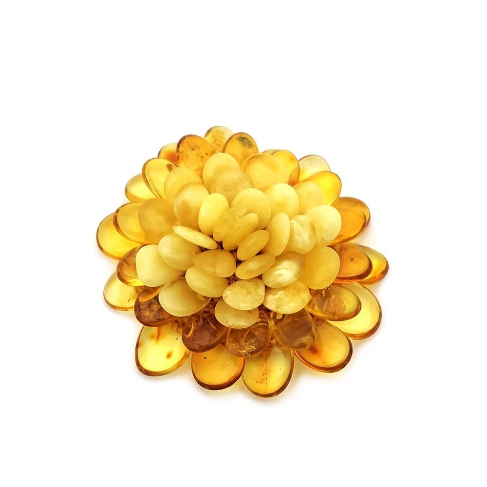 Брошь "Цветок" янтарь