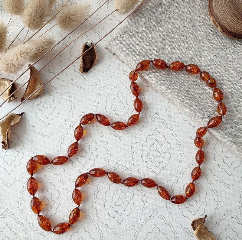 Бусы "Оливка" из янтаря