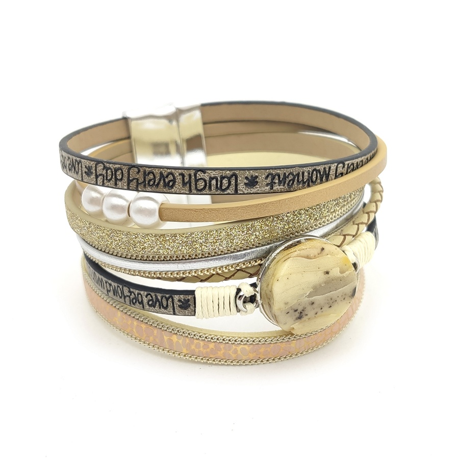 Браслет на кож.  ремешке Янтарь