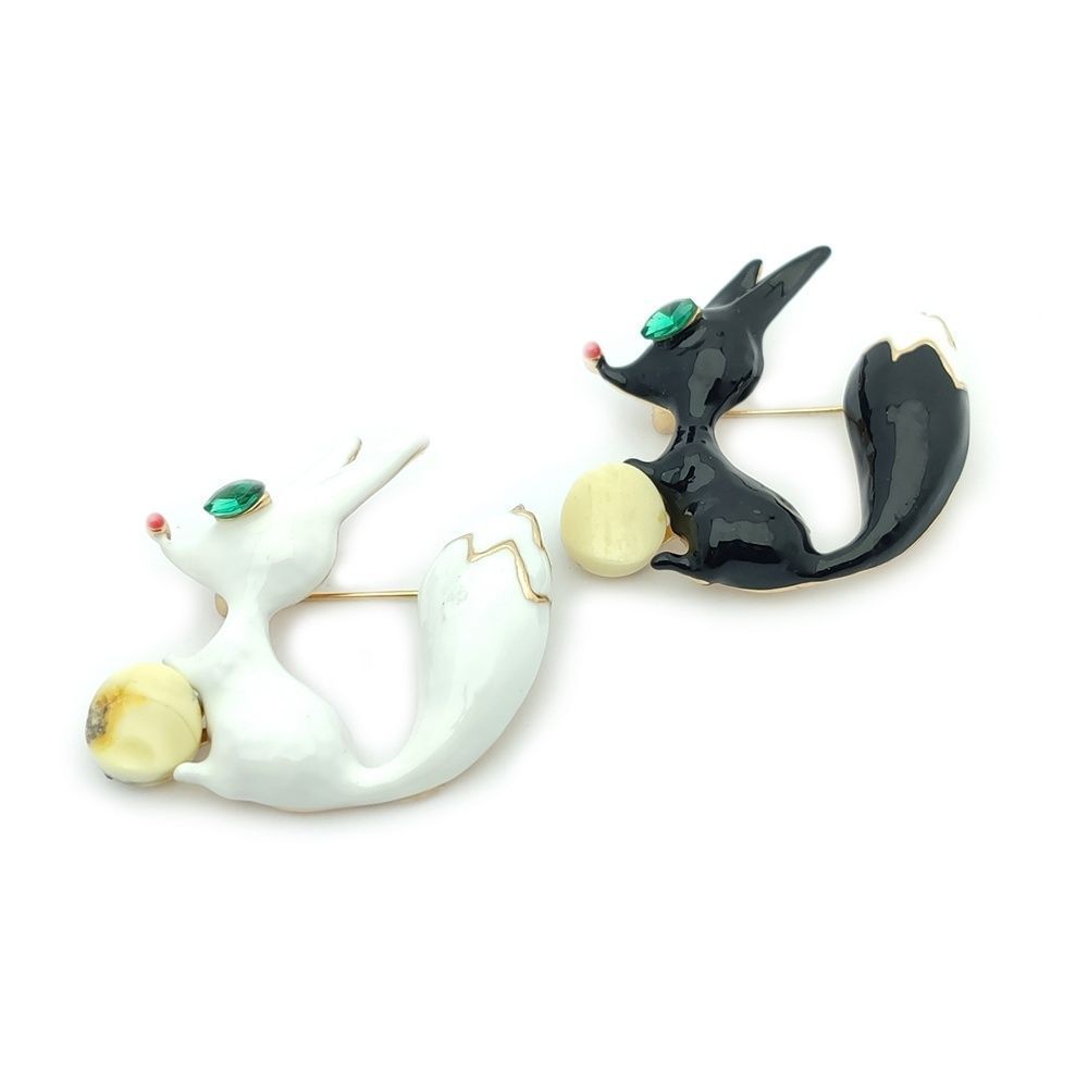 Брошь "Лис" янтарь