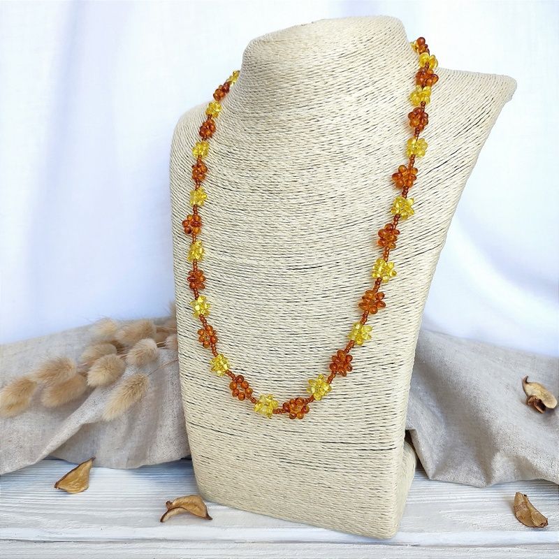 Бусы "Шишечки" янтарь