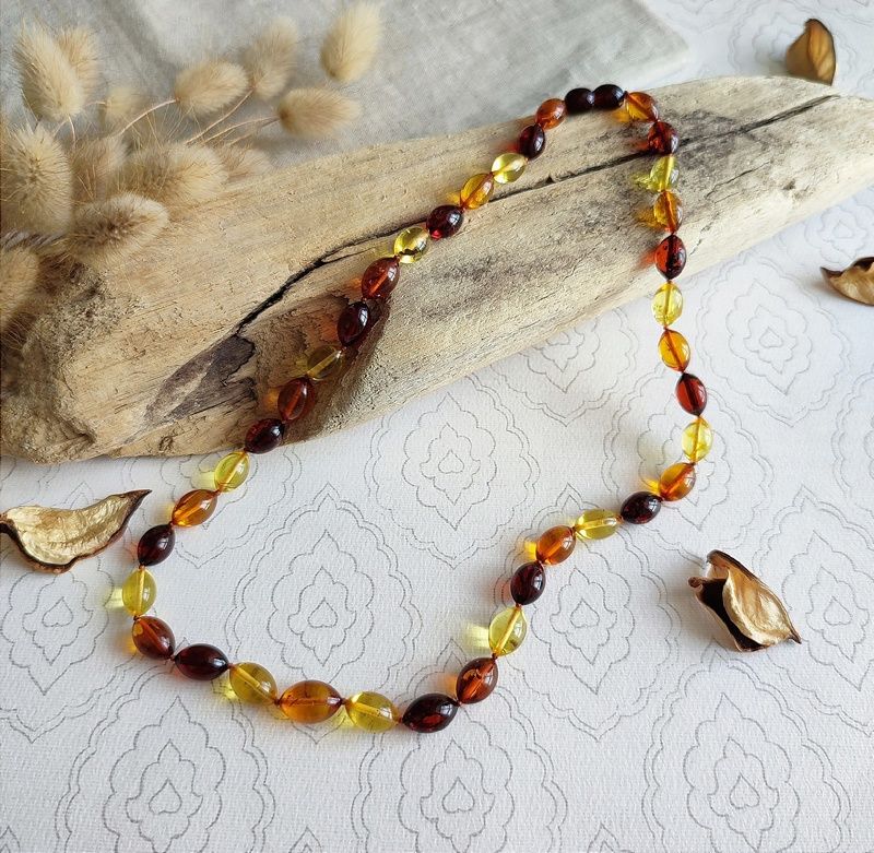 Бусы "Оливка" из янтаря