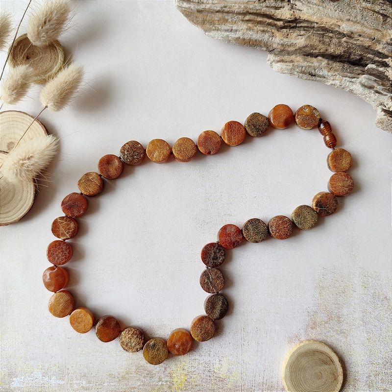 Бусы "Таблетка" из янтаря