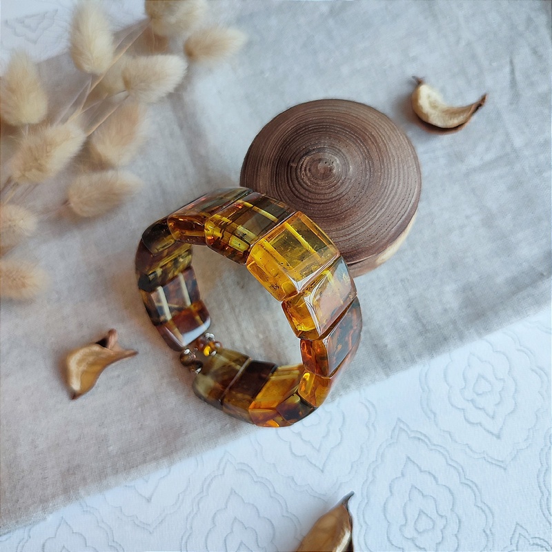 Браслет "Пластина" янтарь