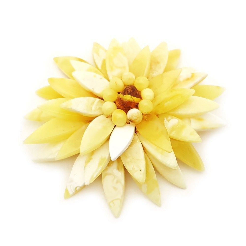 Брошь "Лотос" янтарь