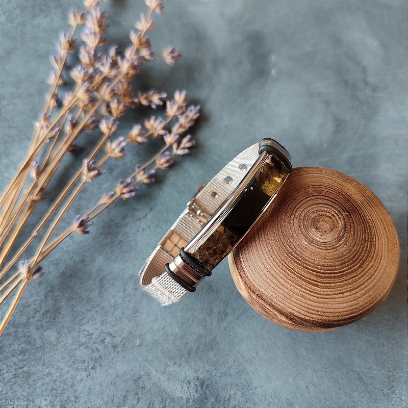 Браслет на метал. ремешке, янтарь 3211519863 (4)