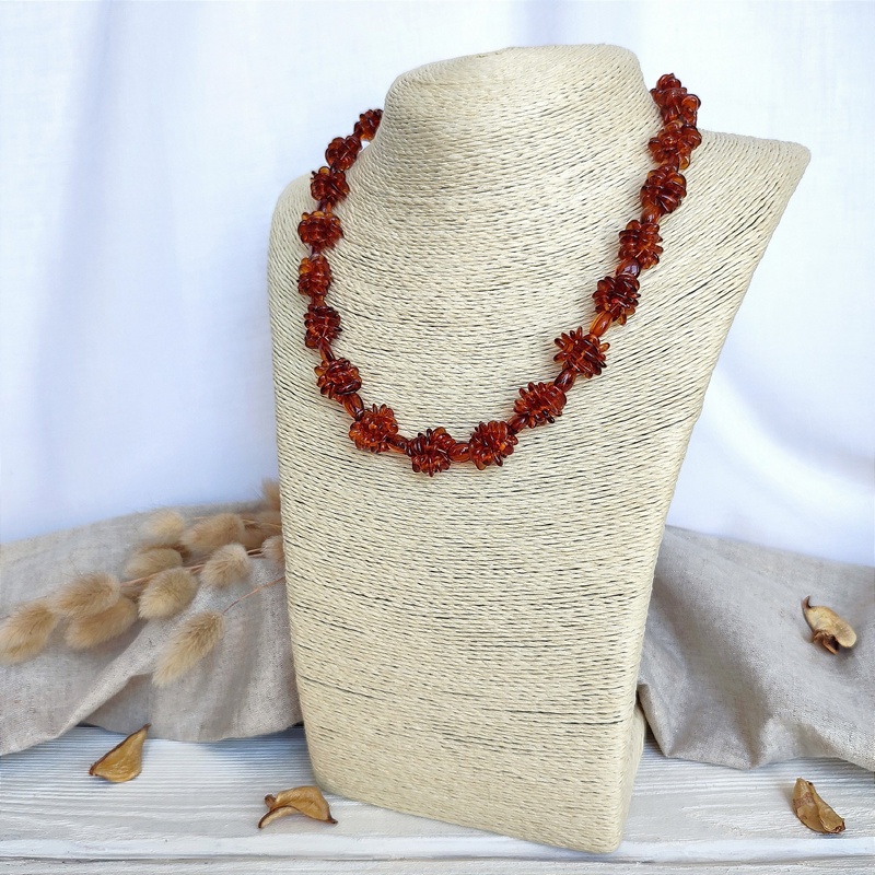 Бусы "Шишечки" янтарь