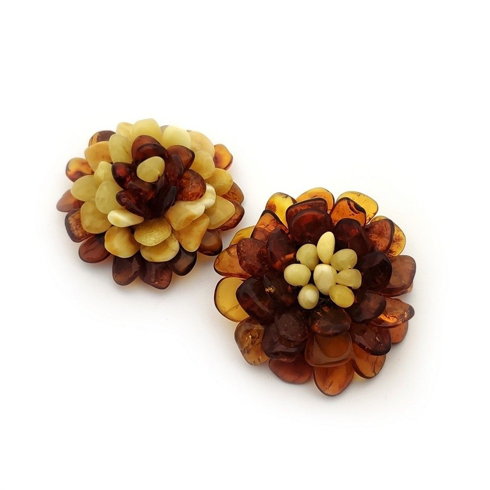 Брошь "Цветок" Янтарь