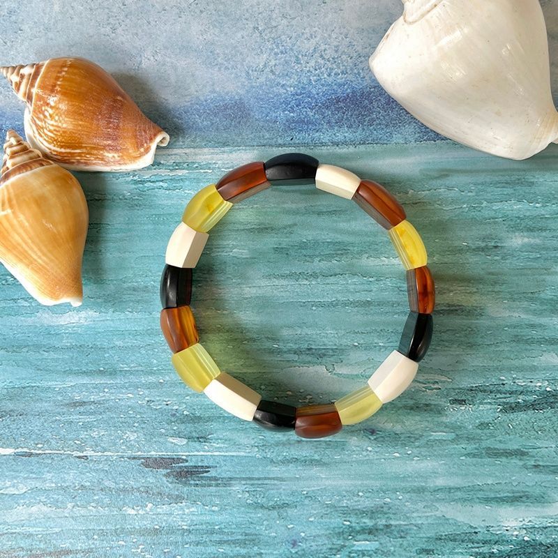 Браслет "Пластина" янтарь, мамонт