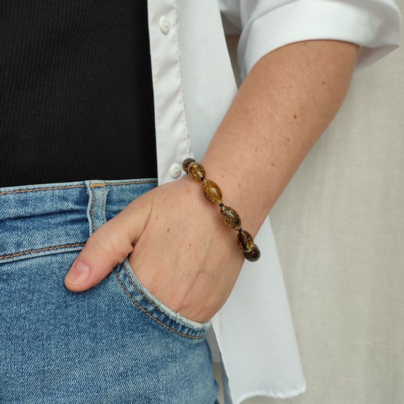 Браслет "Оливка" янтарь