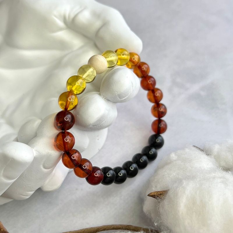 Браслет "Шар" янтарь, мамонт