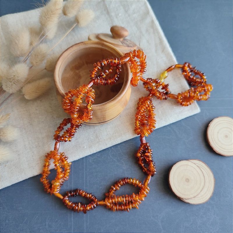 Бусы "Шишечки" янтарь