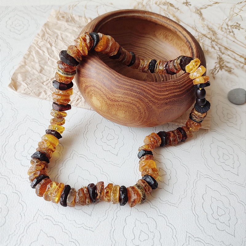 Бусы "Таблетка" из янтаря