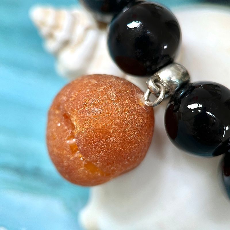 Браслет "Шар" янтарь, мамонт