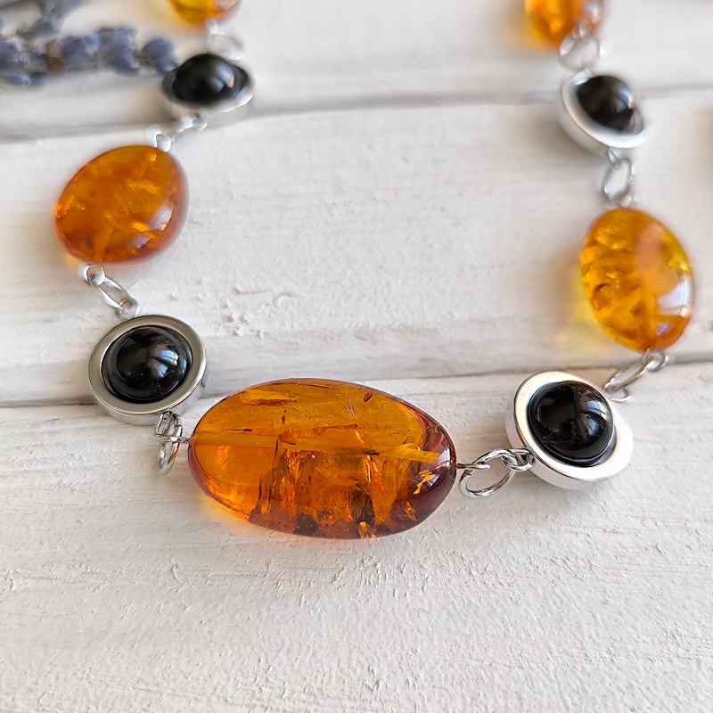 Бусы "Осенний лес" Янтарь