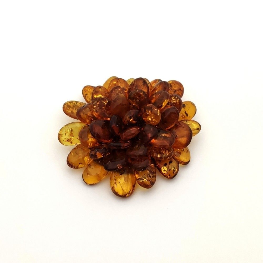 Брошь "Цветок" янтарь