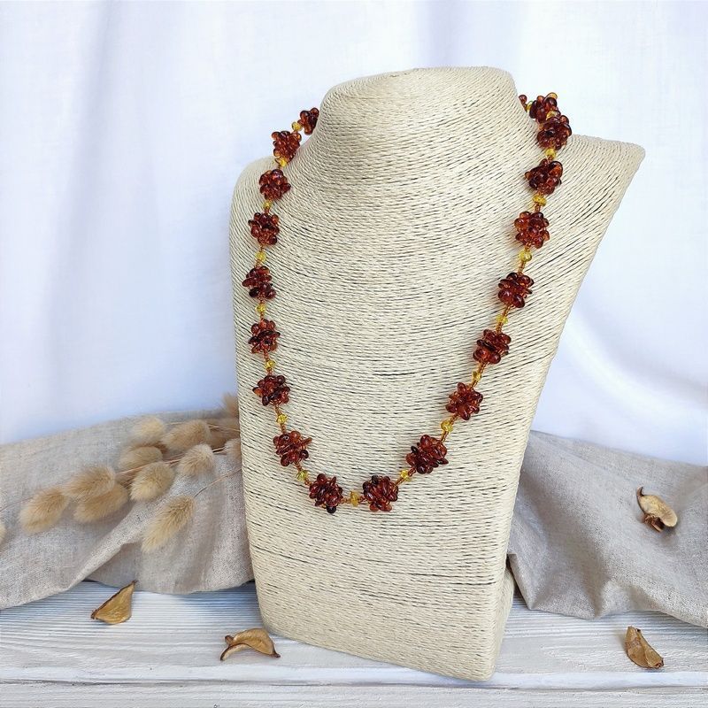 Бусы "Шишечки" янтарь