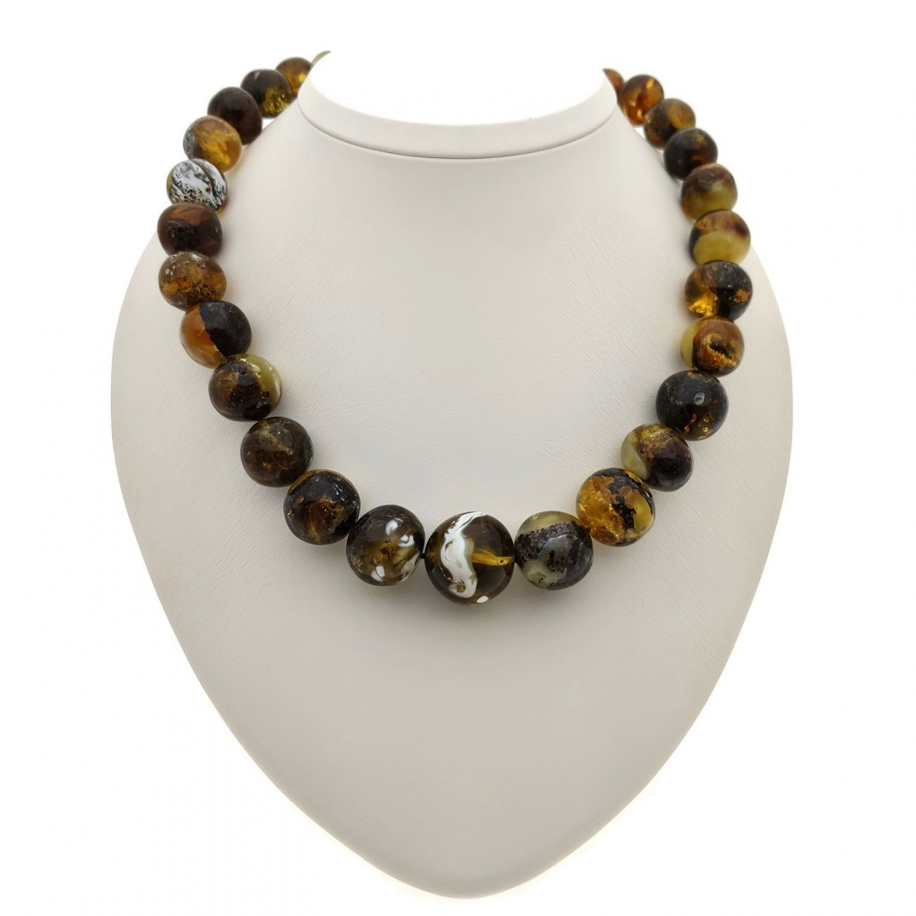 Бусы "Мятый шар" янтарь