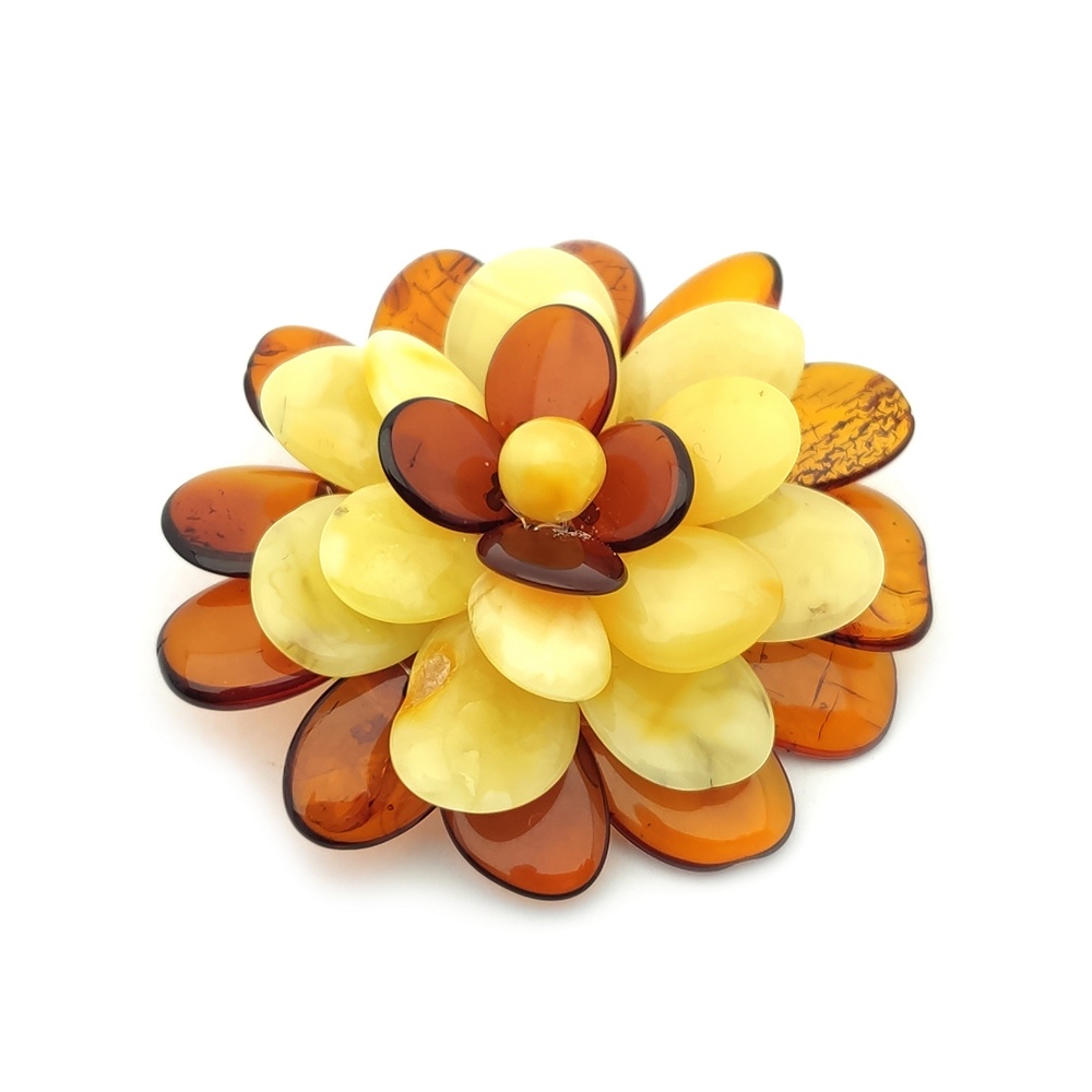 Брошь-кулон "Цветок" Янтарь
