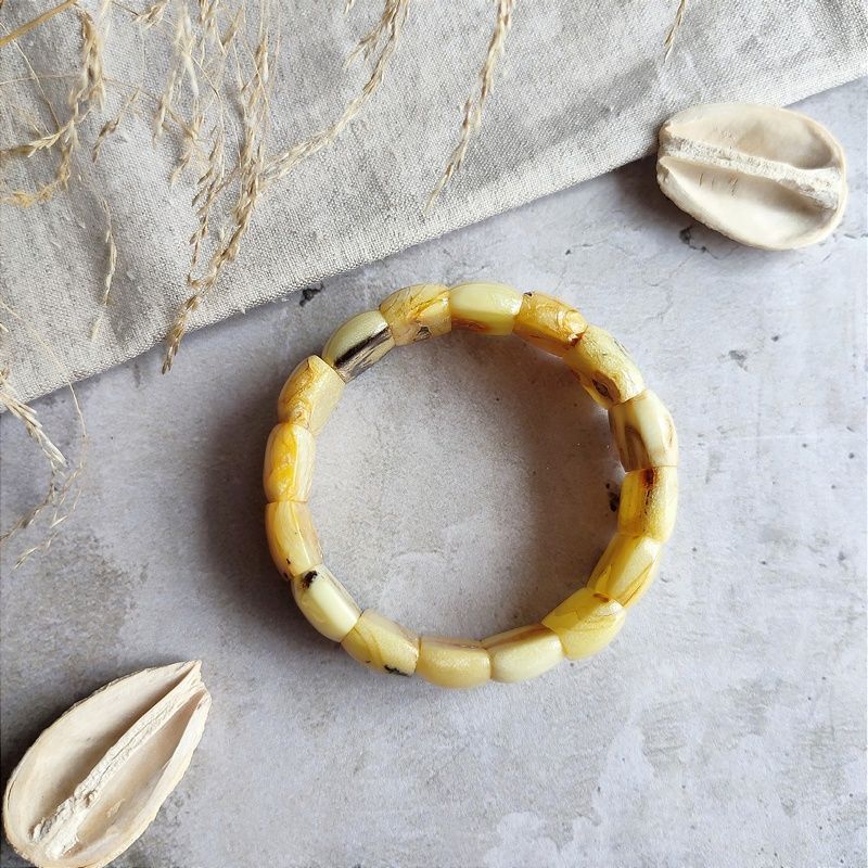 Браслет "Пластина", янтарь