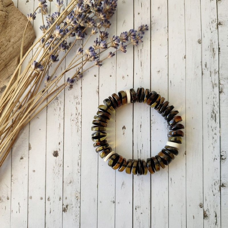 Браслет "Диск-волна" Янтарь, Мамонт