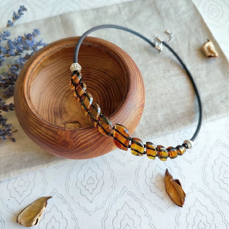 Колье "Змейка" Янтарь