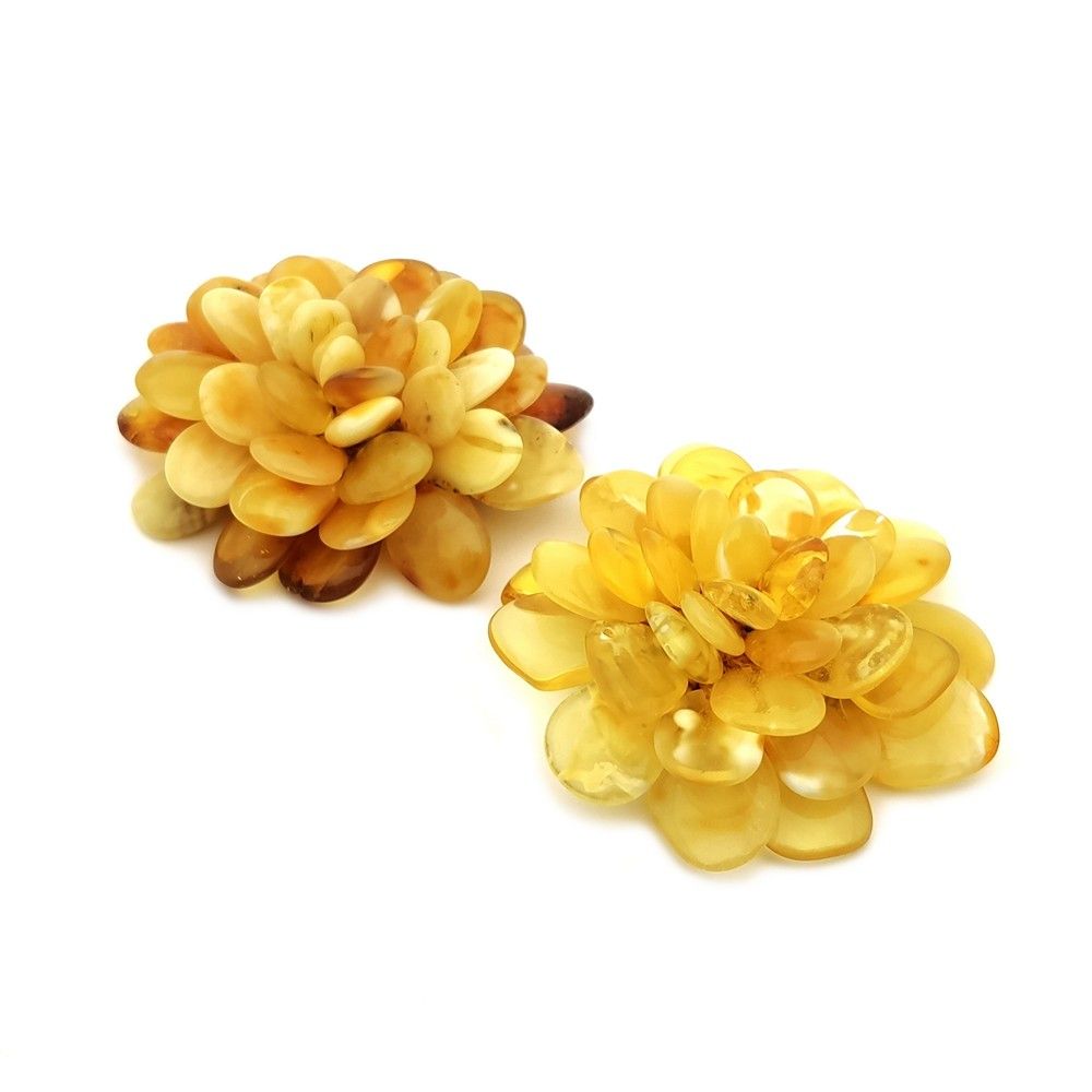 Брошь "Цветок" янтарь