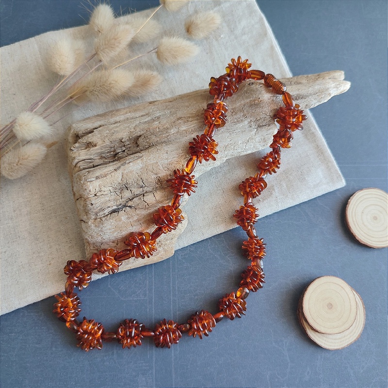 Бусы "Шишечки" янтарь