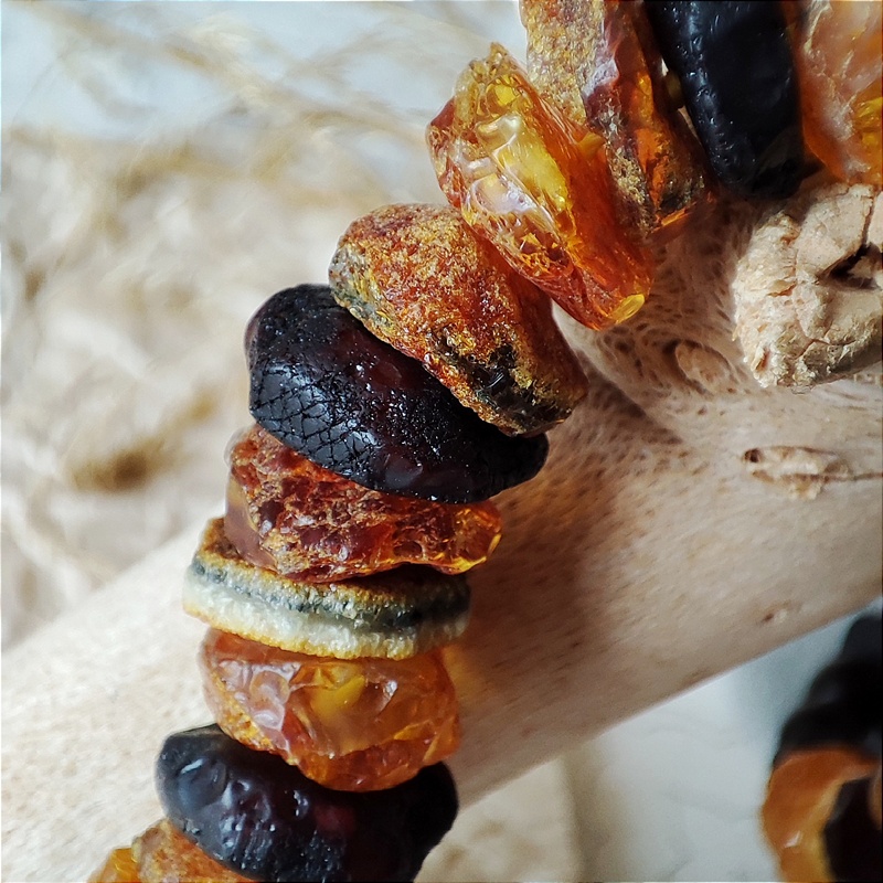 Бусы "Таблетка" из янтаря