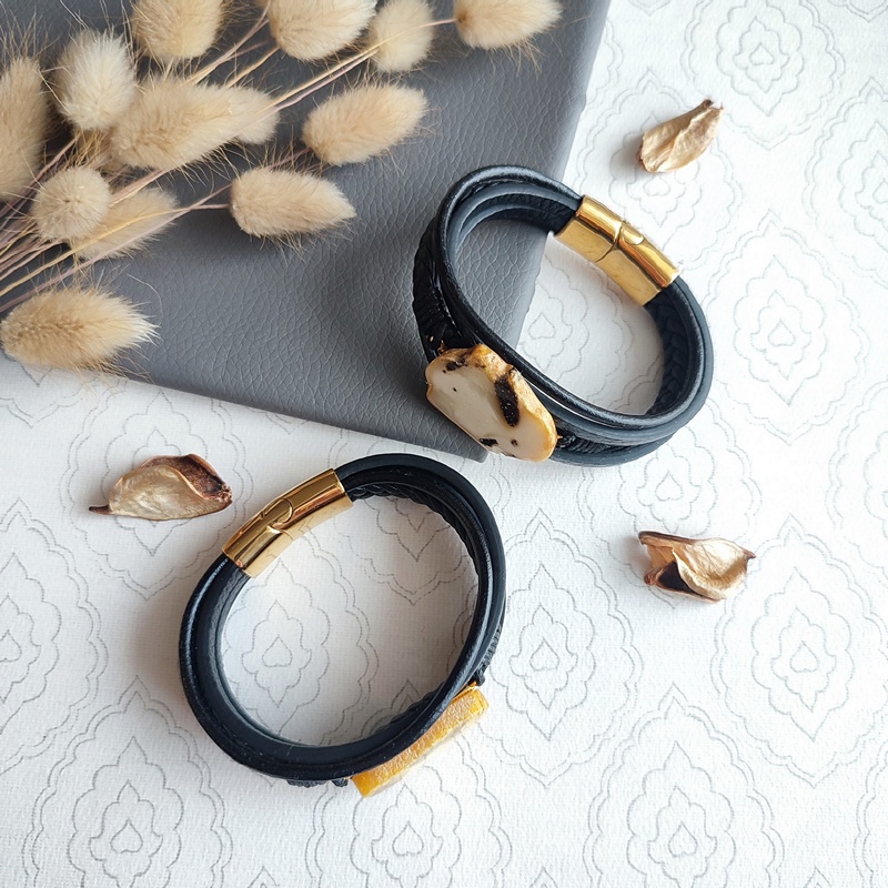 Браслет на кож.  рем.,Янтарь 3041419888 (1)