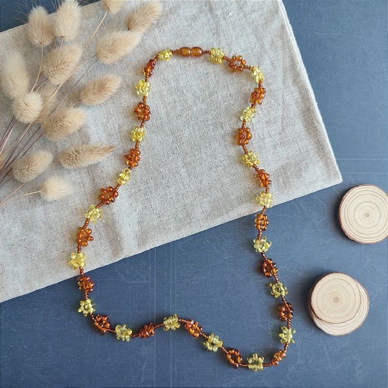 Бусы "Шишечки" янтарь