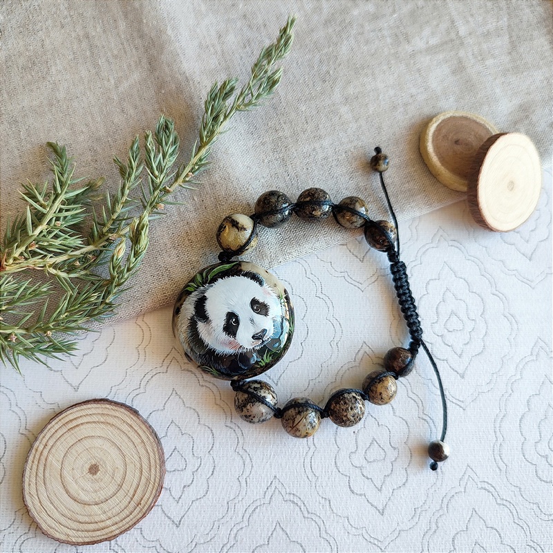 Браслет "Космопанда" янтарь