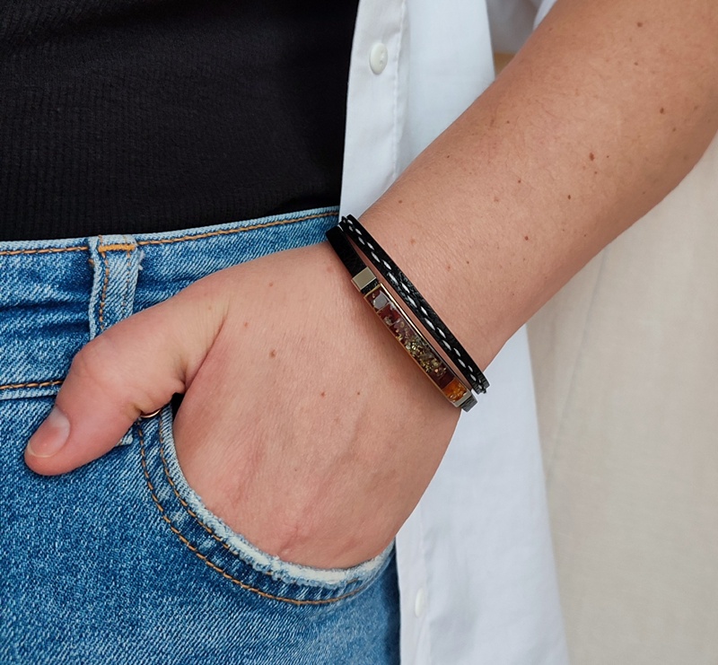 Браслет на кож.ремешке, янтарь 3101419862 (2)