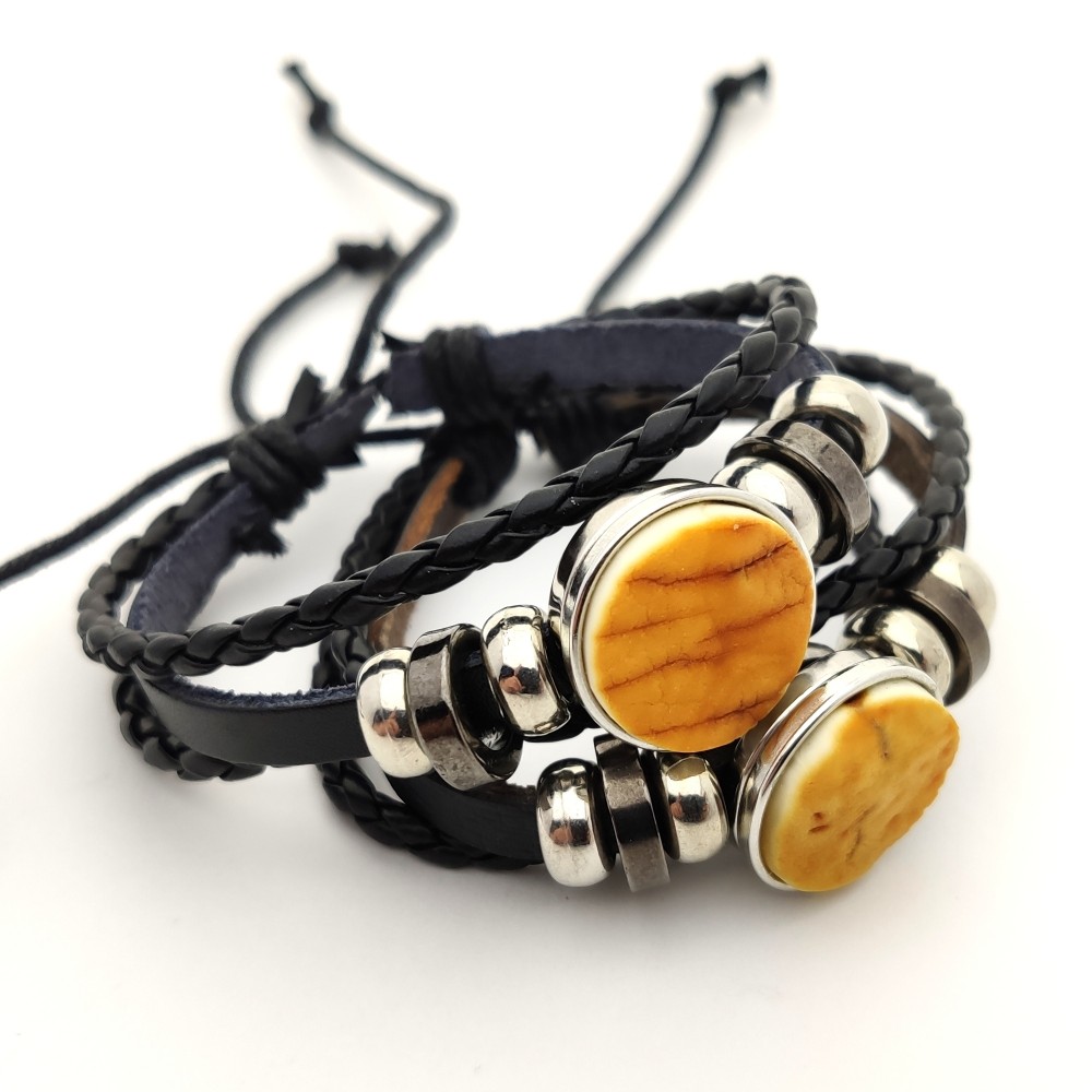 Браслет с янтар. камнем