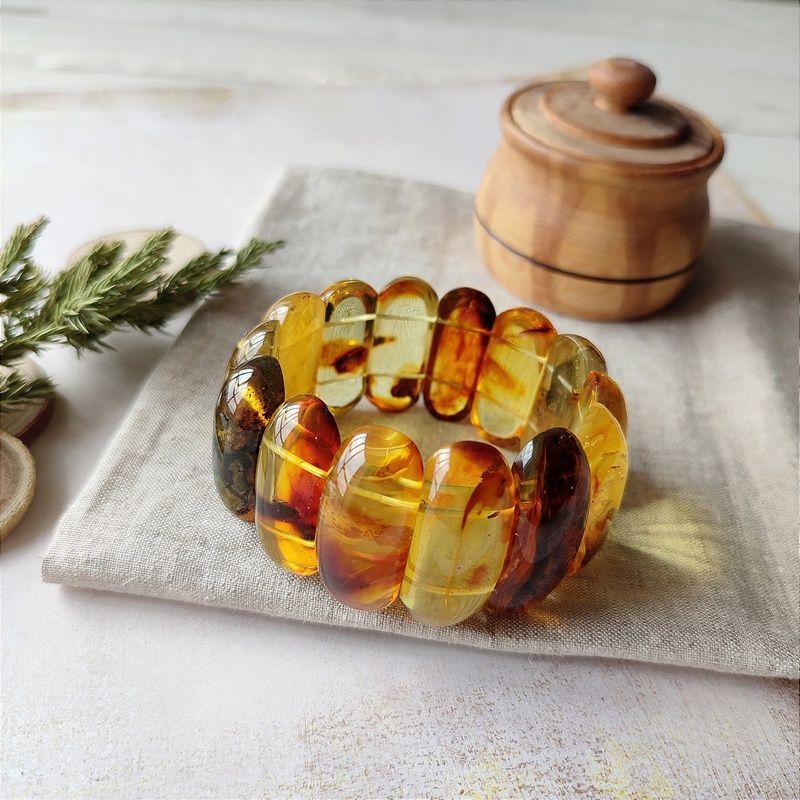 Браслет "Пластина" янтарь