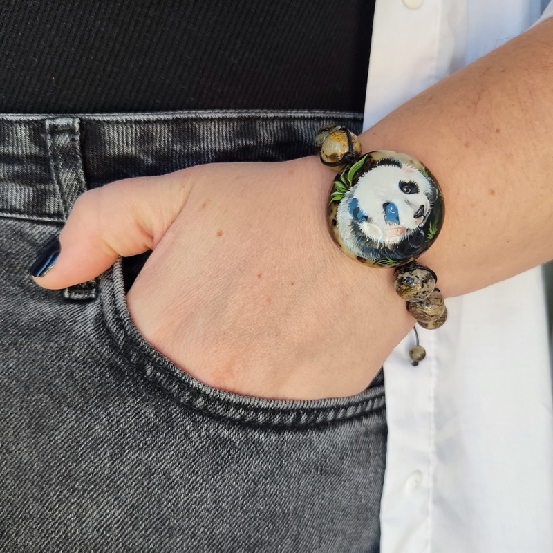 Браслет "Космопанда" янтарь