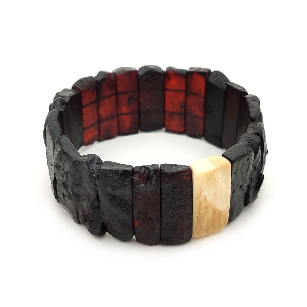 Браслет "Пластина" янтарь, мамонт